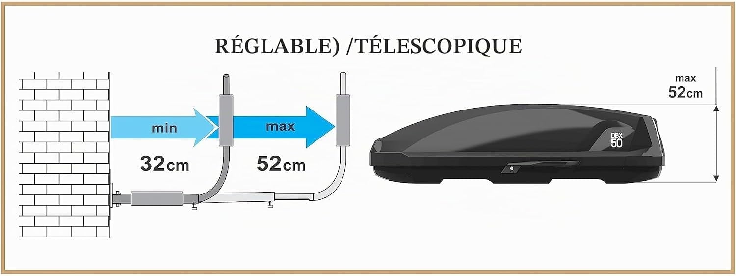 Support mural pour coffre de toit Taille M, noir - 33% de remise