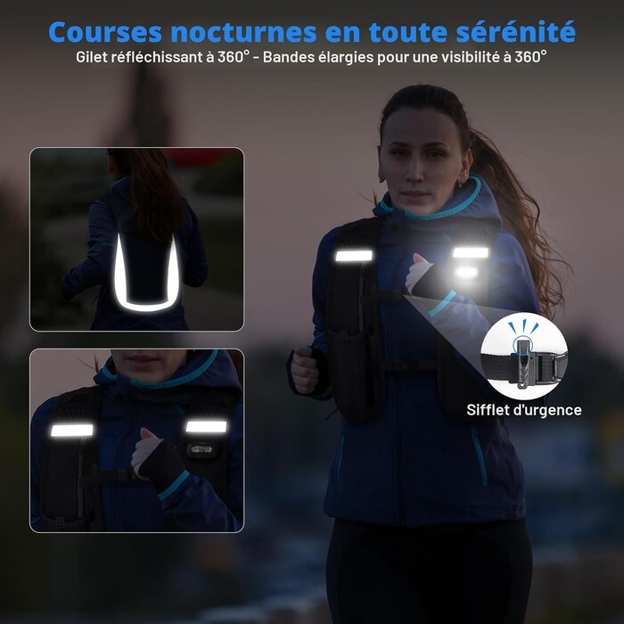 Gilet d'hydratation réfléchissant avec LED - 31% de remise - Noir