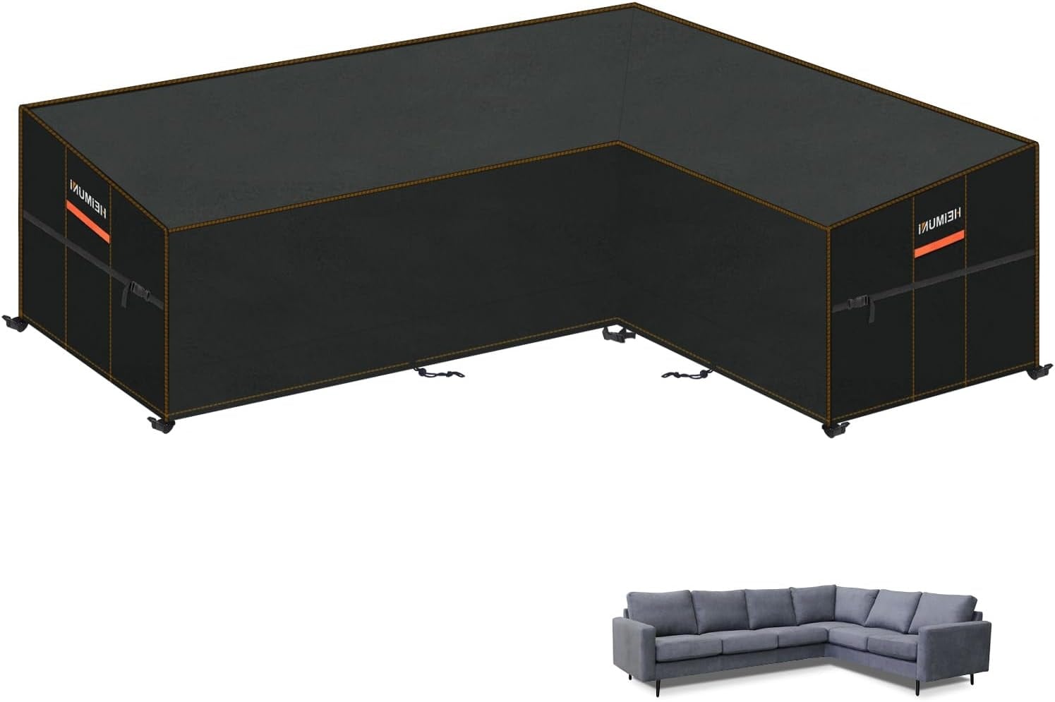 Housse pour canapé d'angle en L - Oxford noir - 286x222cm - 33% de remise