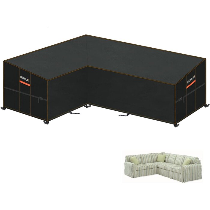 Housse pour canapé d'angle en L - Oxford noir - 286x222cm - 33% de remise