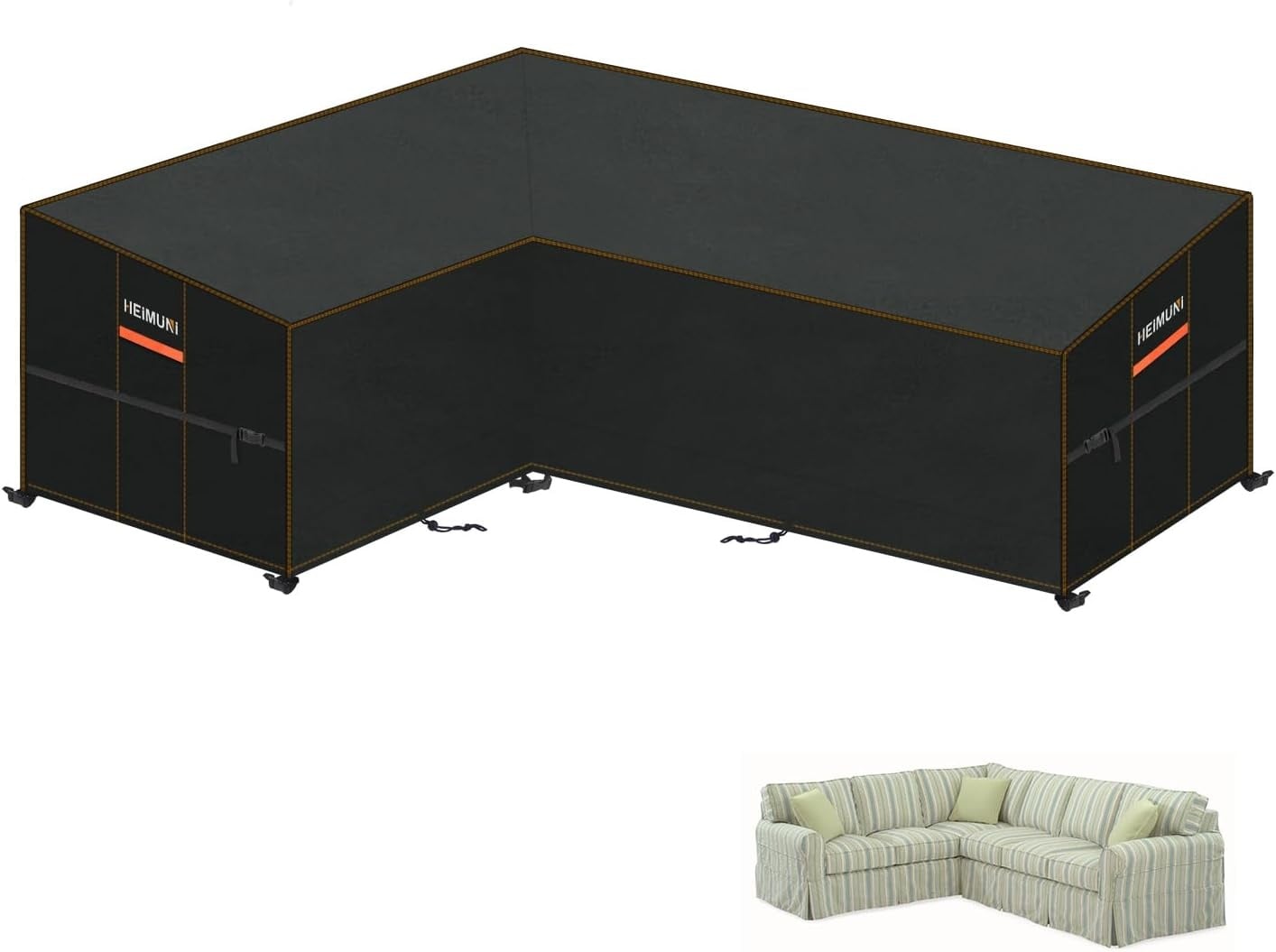 Housse pour canapé d'angle en L - Oxford noir - 286x222cm - 33% de remise