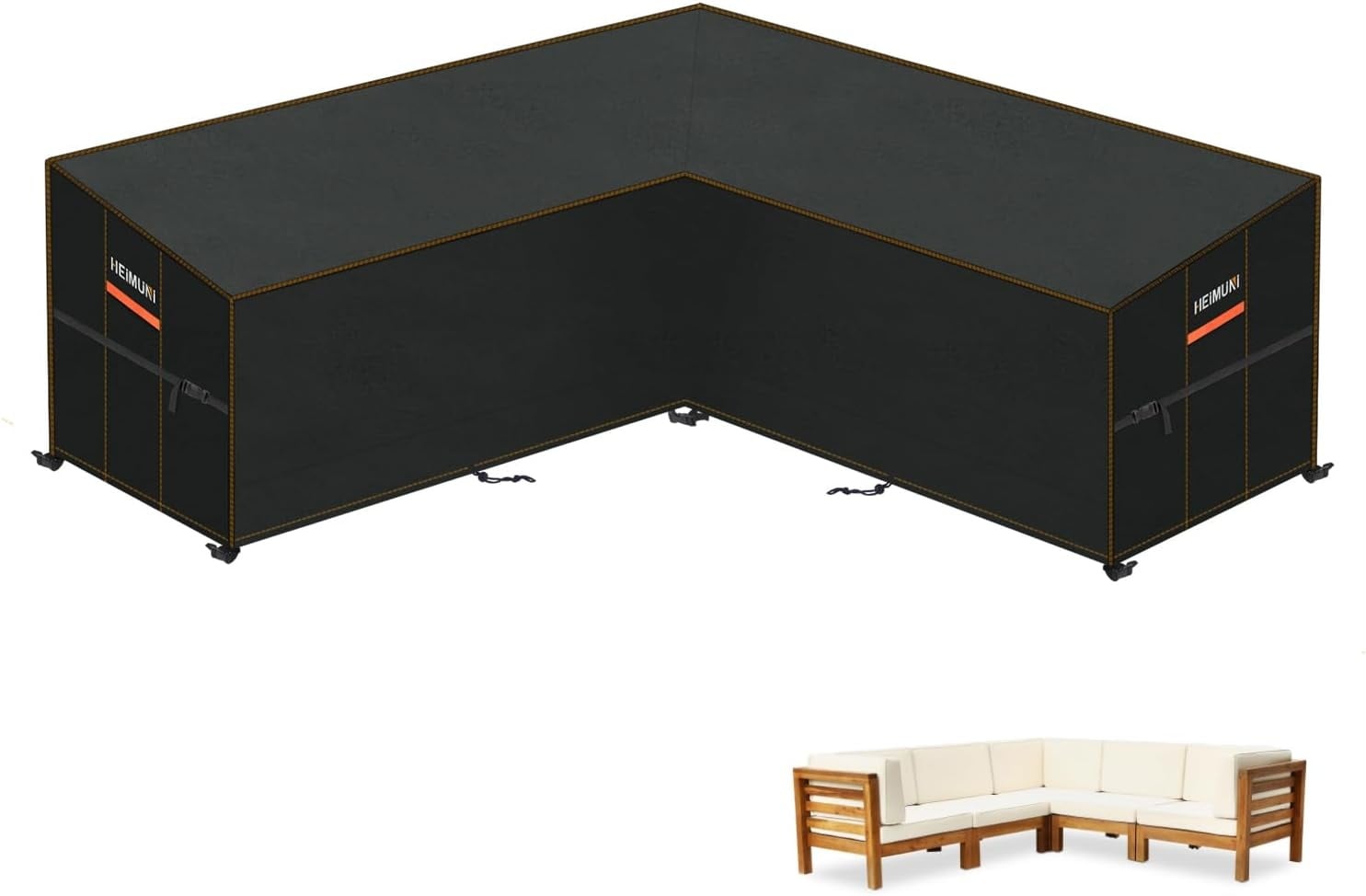 Housse pour canapé d'angle en L - Oxford noir - 286x222cm - 33% de remise
