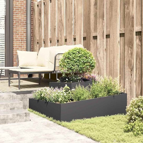 Jardinière carrée en acier noir 100x100x50 cm - 34% de remise