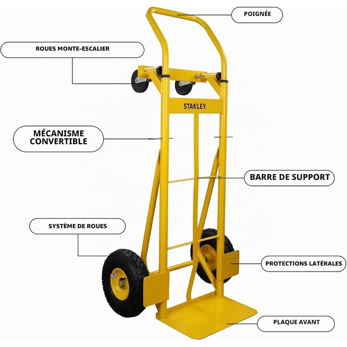 Chariot de transport multifonction 2 en 1 - Acier - Jaune - 34% de remise