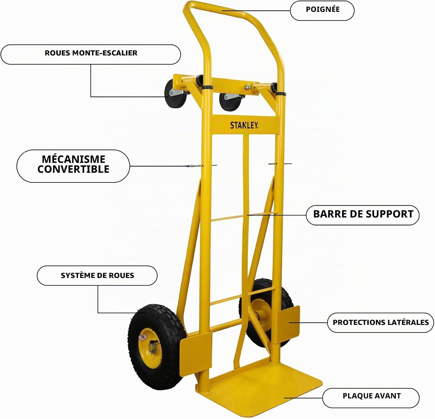 Chariot de transport multifonction 2 en 1 - Acier - Jaune - 34% de remise