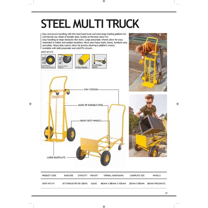 Chariot de transport multifonction 2 en 1 - Acier - Jaune - 34% de remise
