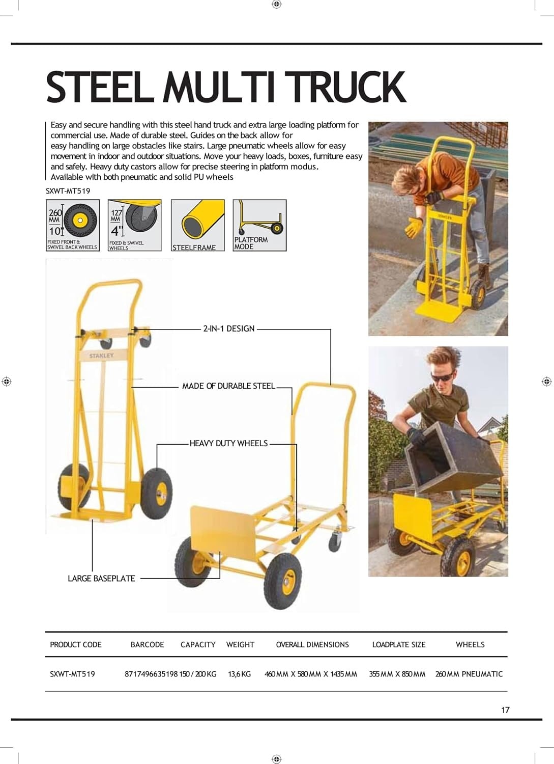 Chariot de transport multifonction 2 en 1 - Acier - Jaune - 34% de remise