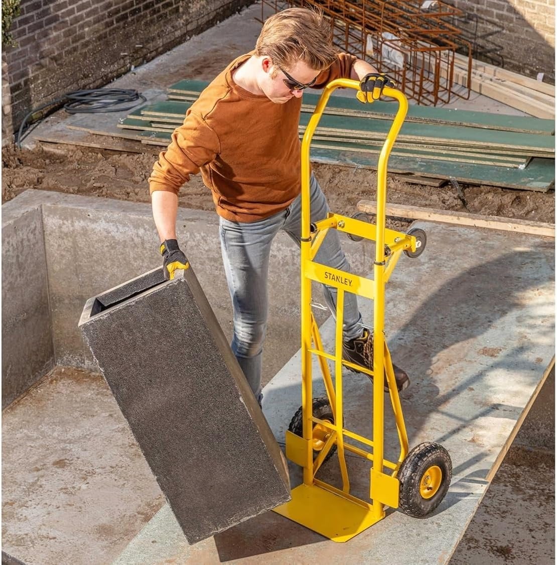 Chariot de transport multifonction 2 en 1 - Acier - Jaune - 34% de remise