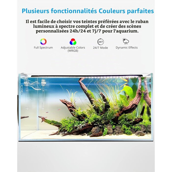 Rampe LED RGB+W pour aquarium 60-70 cm - 21W - 33% de remise