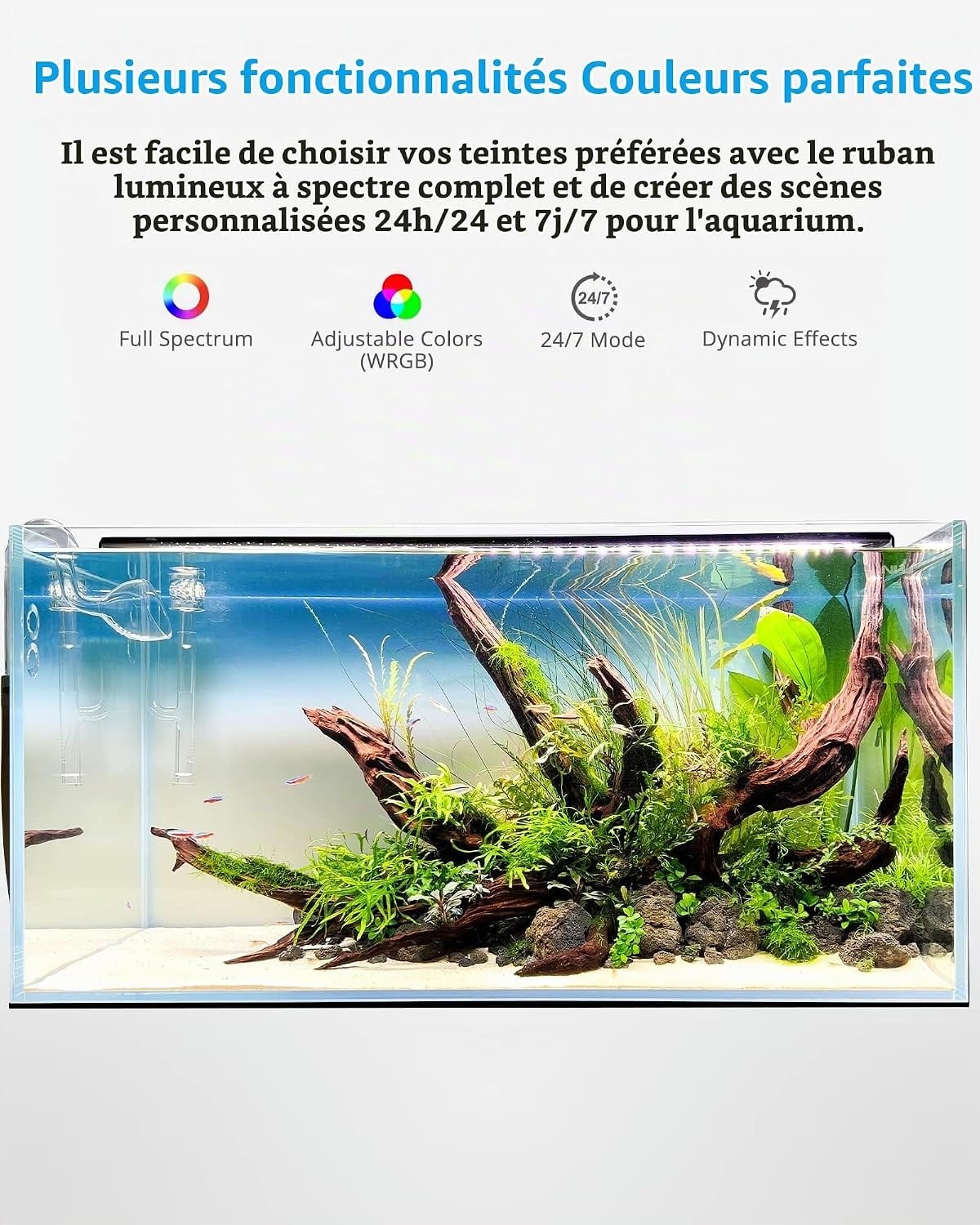 Rampe LED RGB+W pour aquarium 60-70 cm - 21W - 33% de remise