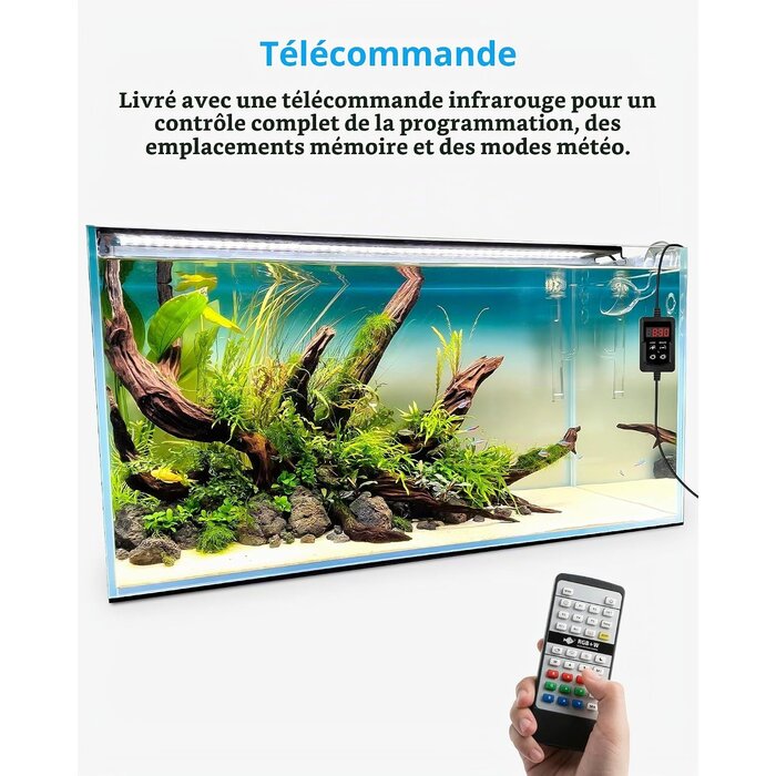 Rampe LED RGB+W pour aquarium 60-70 cm - 21W - 33% de remise