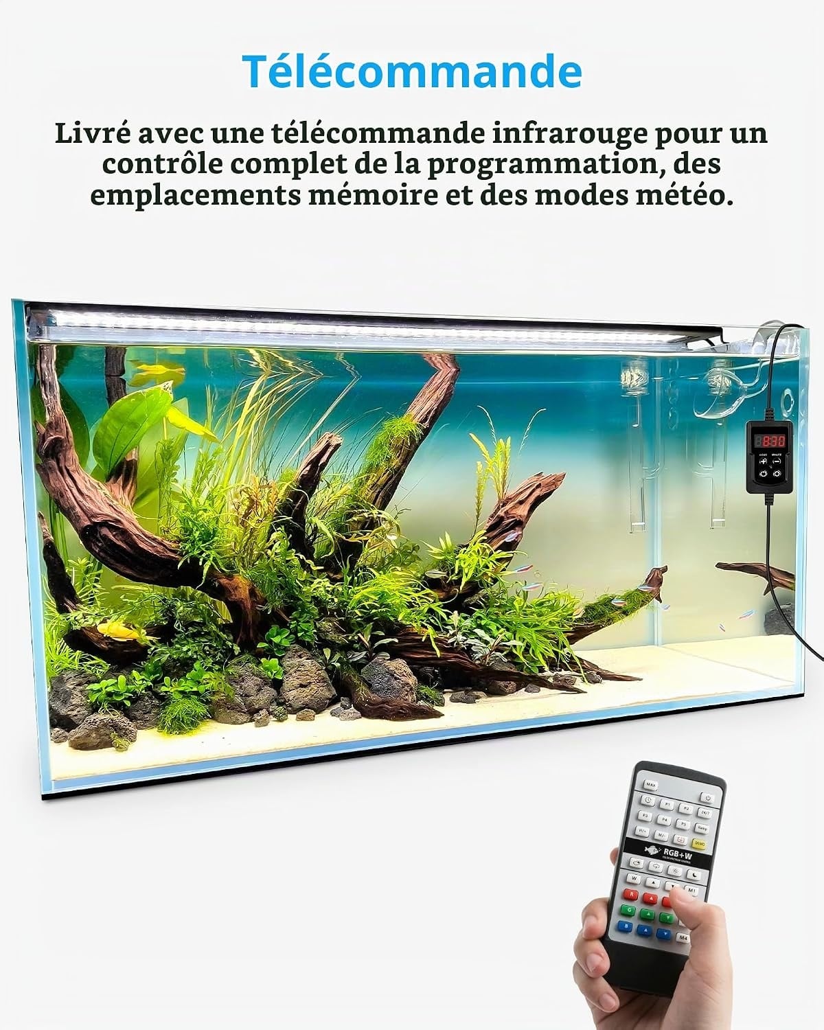 Rampe LED RGB+W pour aquarium 60-70 cm - 21W - 33% de remise