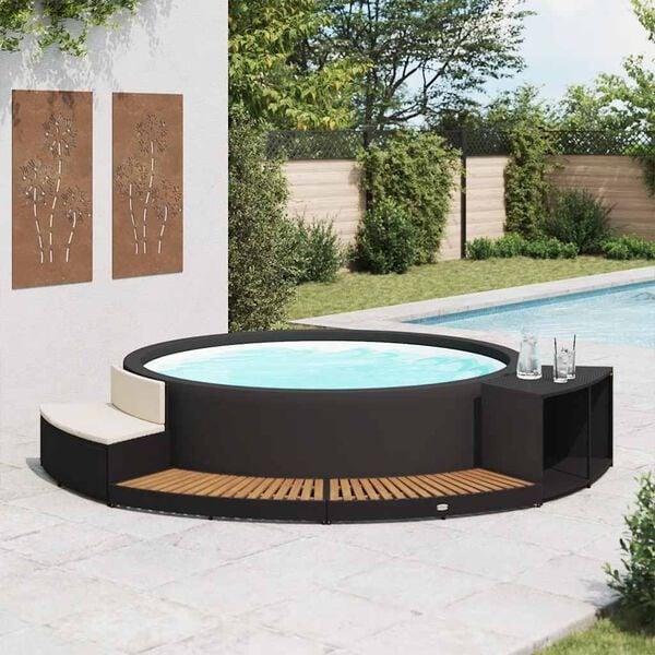 Entourage pour spa noir en polyrotin et bois d'acacia - 35% de remise