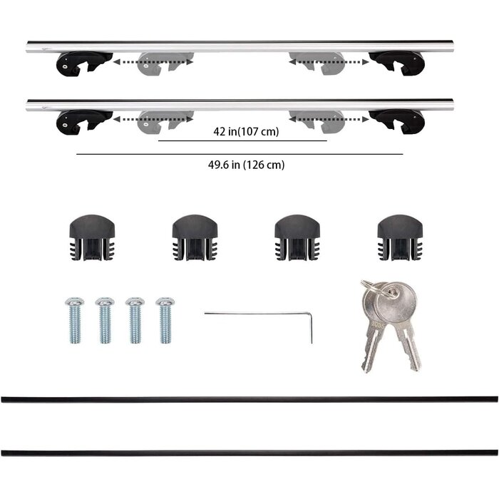 Barres de toit 142 cm pour rails ouverts - 33% de remise