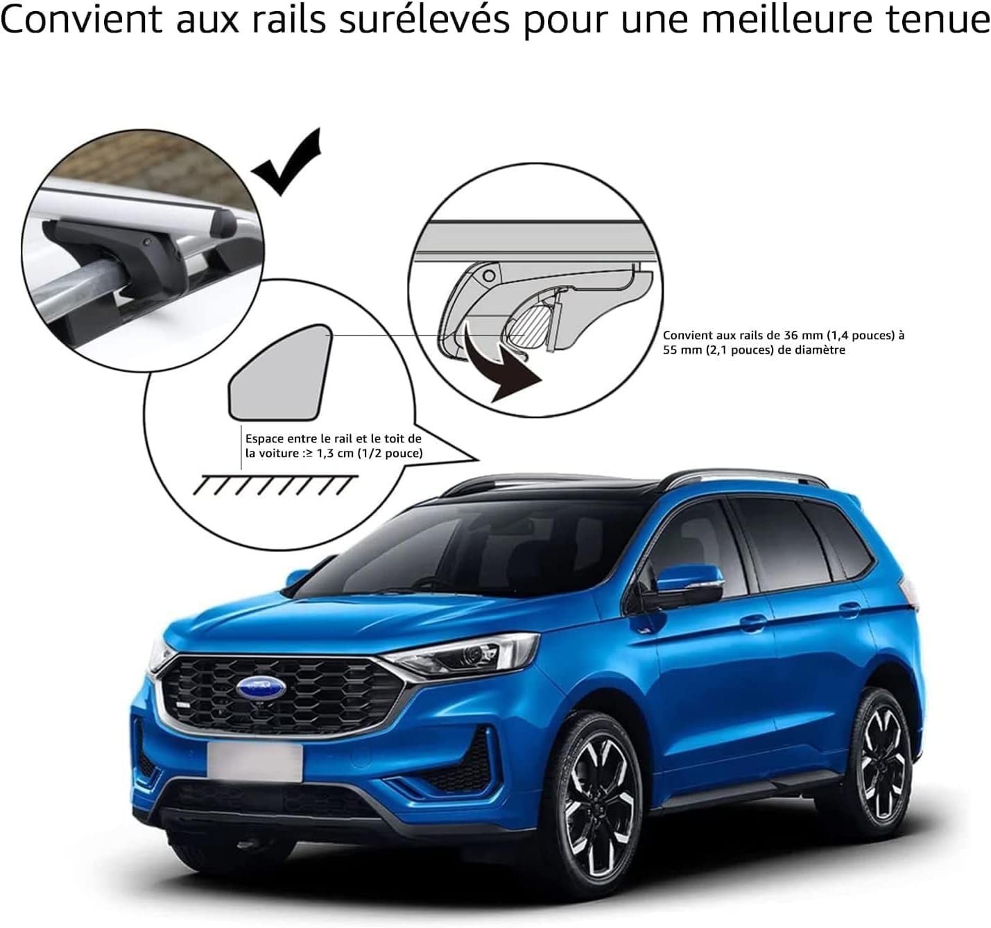 Barres de toit 142 cm pour rails ouverts - 33% de remise
