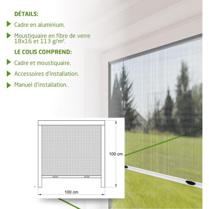 Moustiquaire enroulable 100x100 cm - Aluminium blanc - 33% de remise