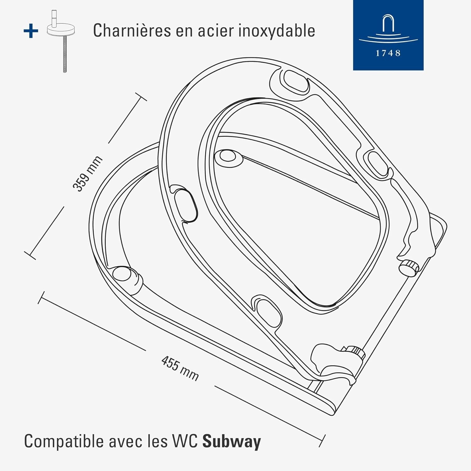 Abattant WC forme en D pour Subway - Soft-Close - Blanc - 35% de remise