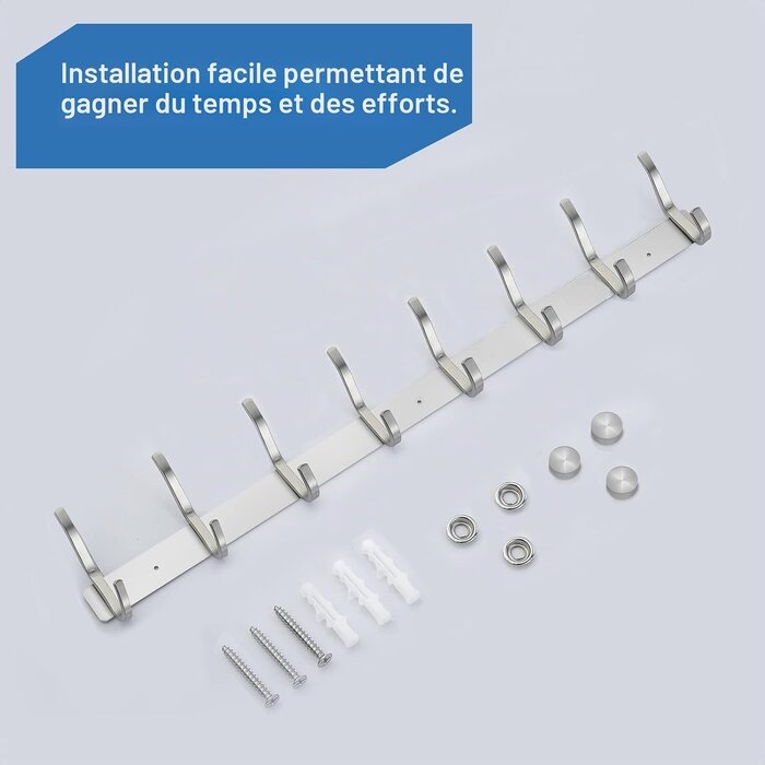 Lot de 2 patères murales inox 8 doubles crochets - 32% de remise