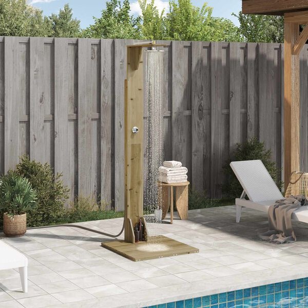 Douche d'extérieur en bois et inox - 35% de remise