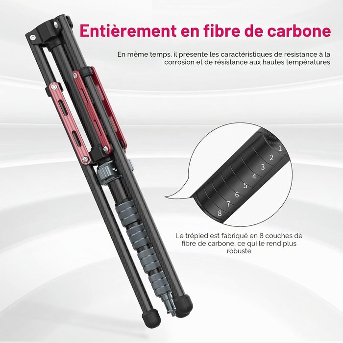 Trépied photo fibre de carbone 194cm - 34% de remise