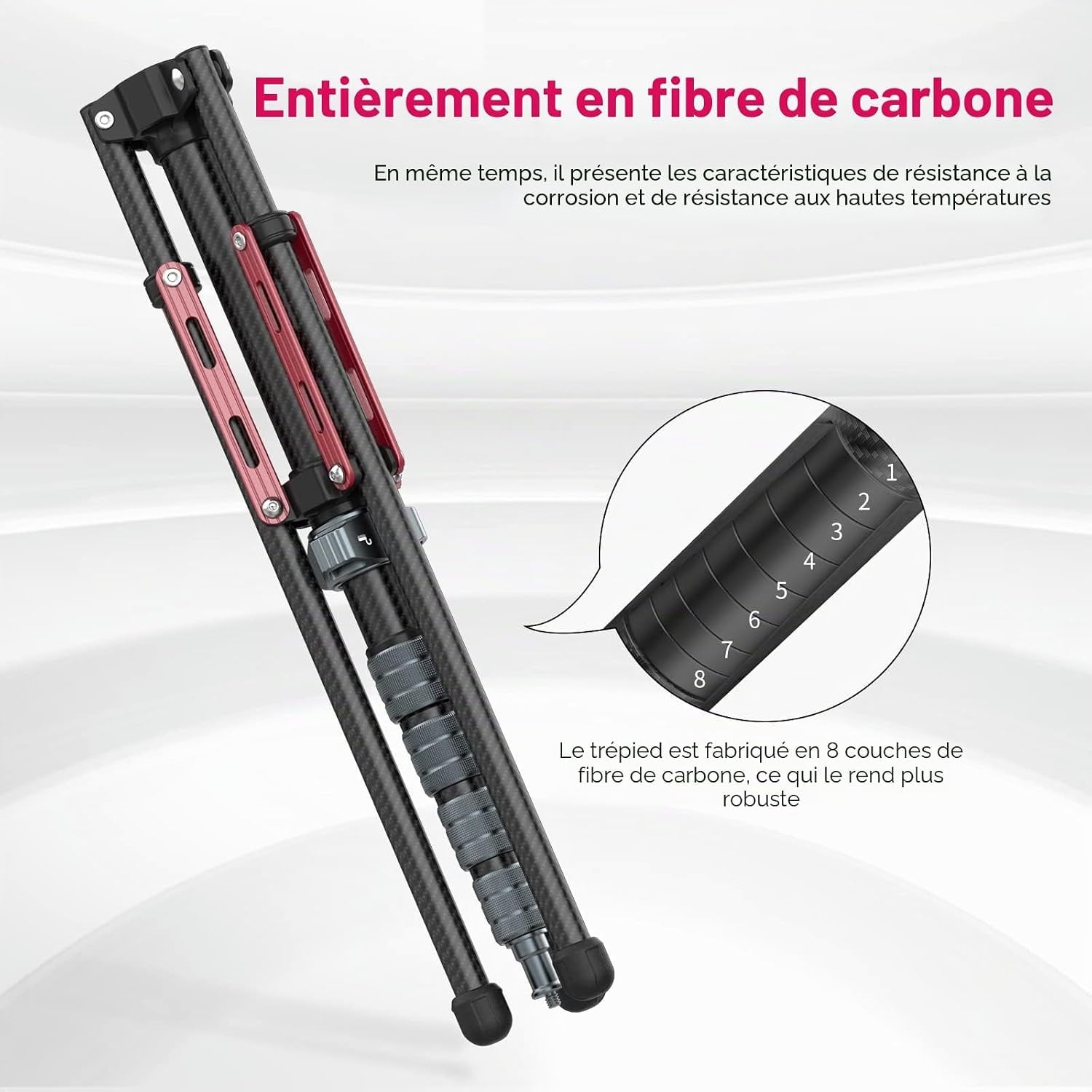 Trépied photo fibre de carbone 194cm - 34% de remise