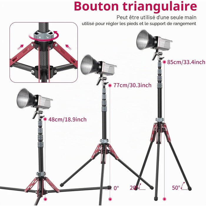 Trépied photo fibre de carbone 194cm - 34% de remise