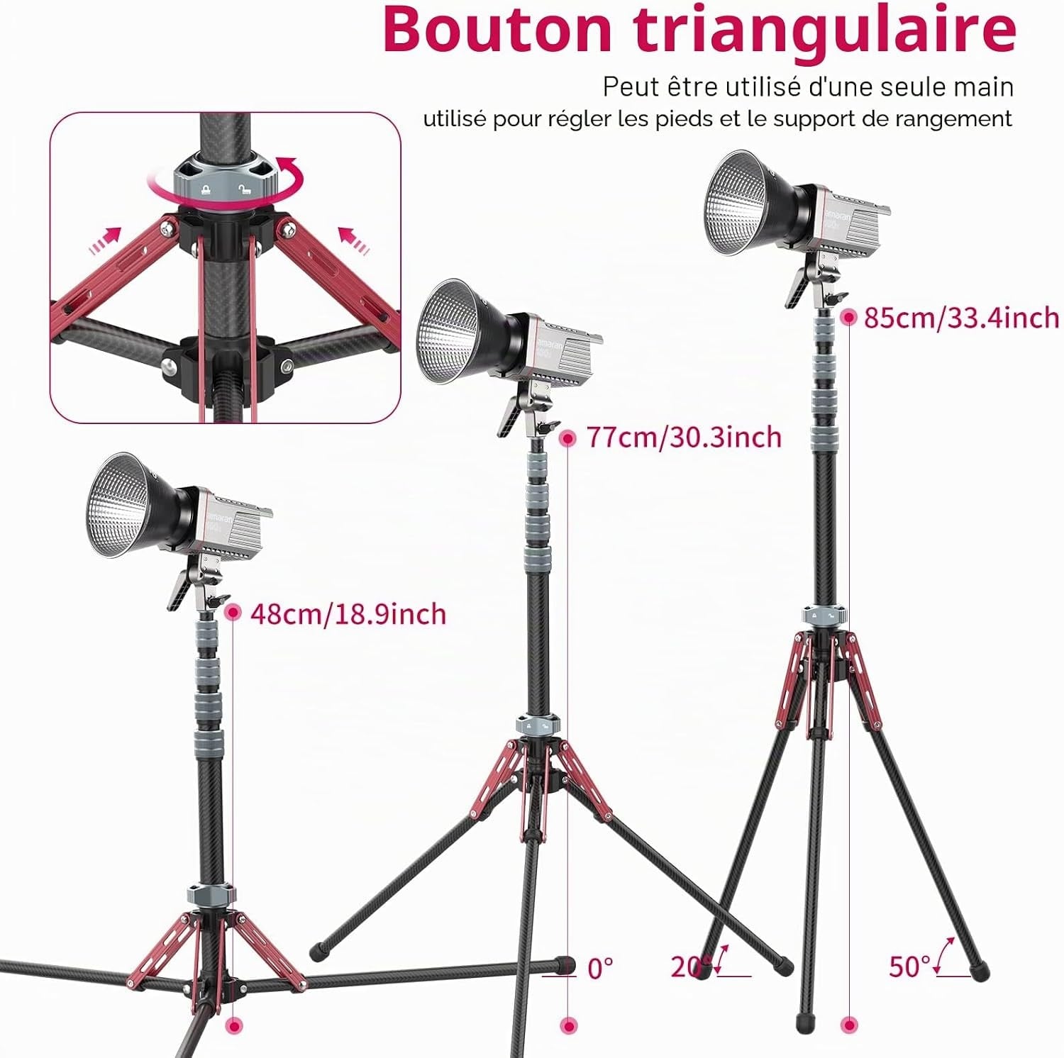 Trépied photo fibre de carbone 194cm - 34% de remise