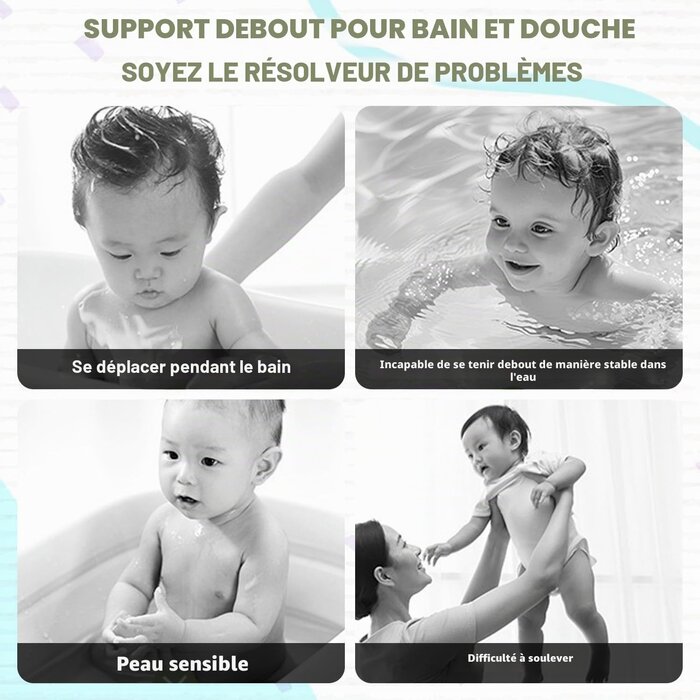Siège de bain bébé réglable - Gris - 31% de remise