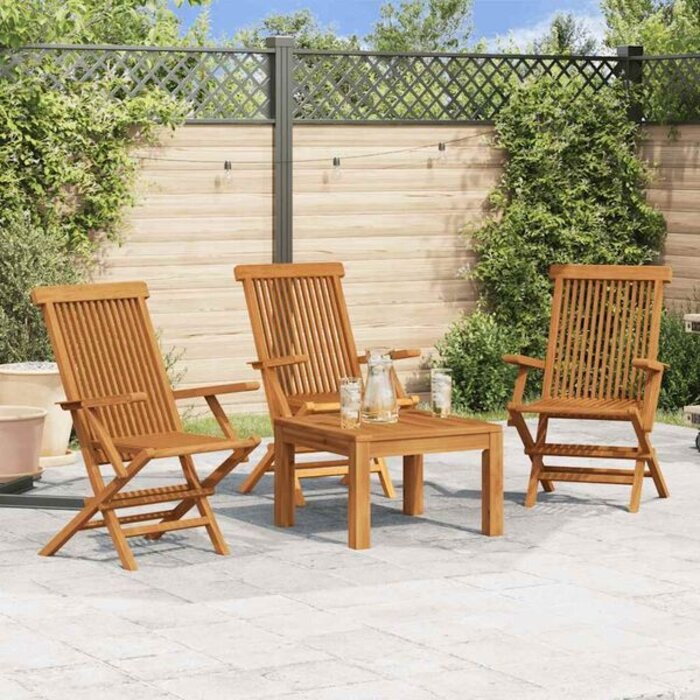 Ensemble de 3 chaises de jardin pliantes en teck massif - 35% de remise