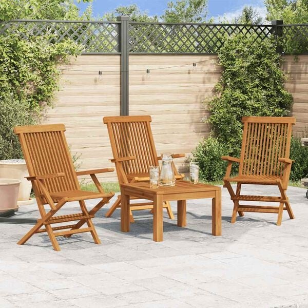 Ensemble de 3 chaises de jardin pliantes en teck massif - 35% de remise