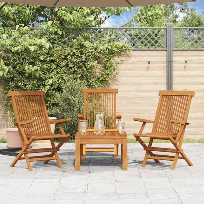 Ensemble de 3 chaises de jardin pliantes en teck massif - 35% de remise