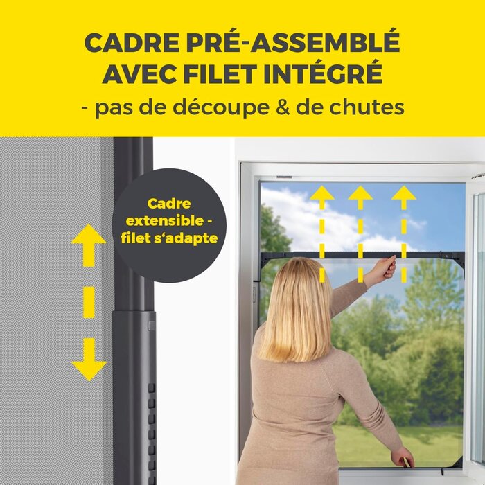 Moustiquaire télescopique extensible 70-115cm - Anthracite - 33% de remise