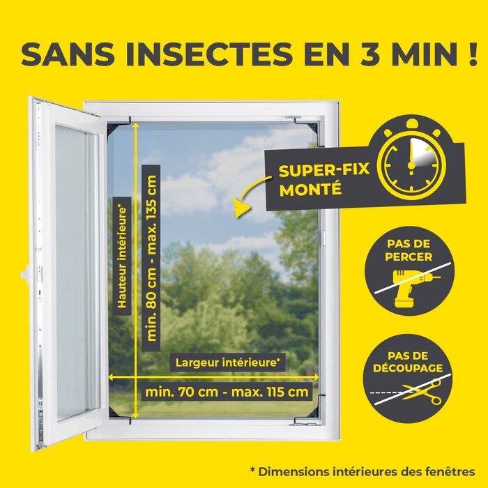 Moustiquaire télescopique extensible 70-115cm - Anthracite - 33% de remise