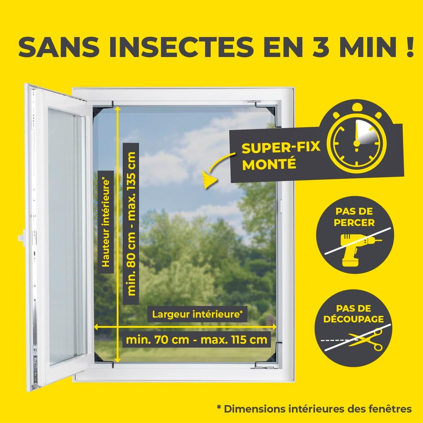 Moustiquaire télescopique extensible 70-115cm - Anthracite - 33% de remise