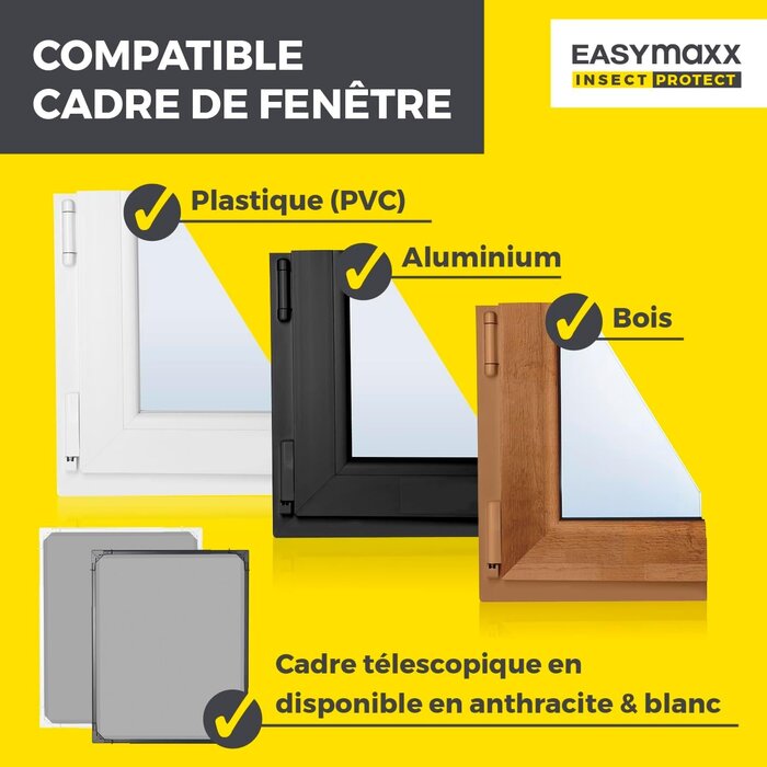 Moustiquaire télescopique extensible 70-115cm - Anthracite - 33% de remise