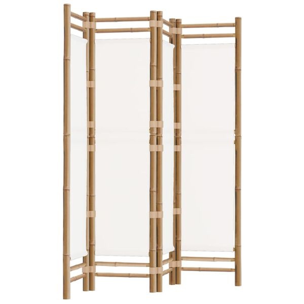 Paravent 4 panneaux en bambou blanc crème - 34% de remise