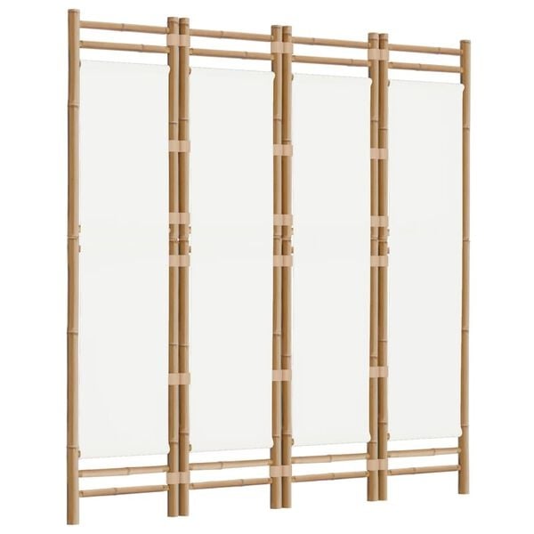 Paravent 4 panneaux en bambou blanc crème - 34% de remise