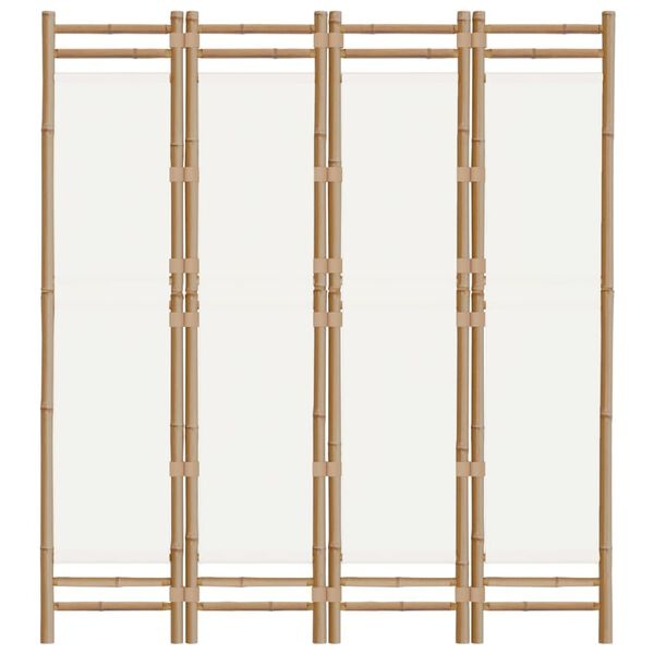 Paravent 4 panneaux en bambou blanc crème - 34% de remise