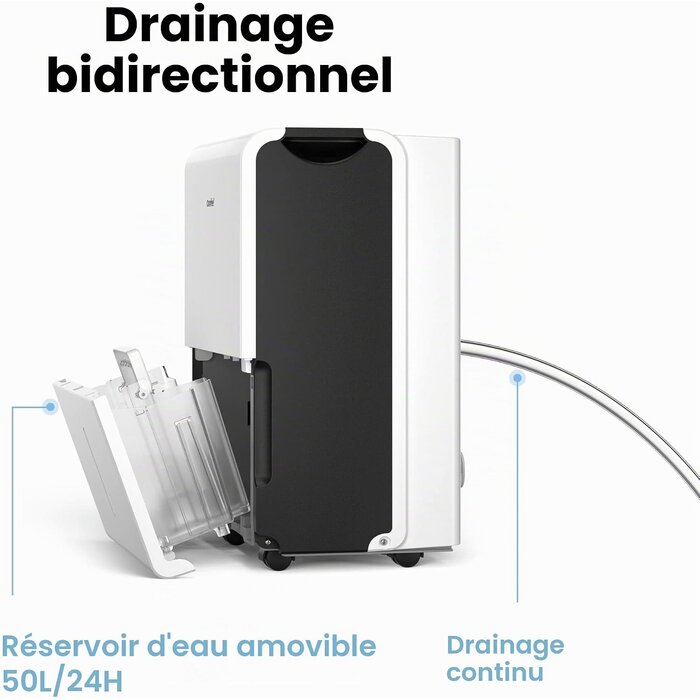 Déshumidificateur 50L/jour pour 100m² - Blanc - 35% de remise