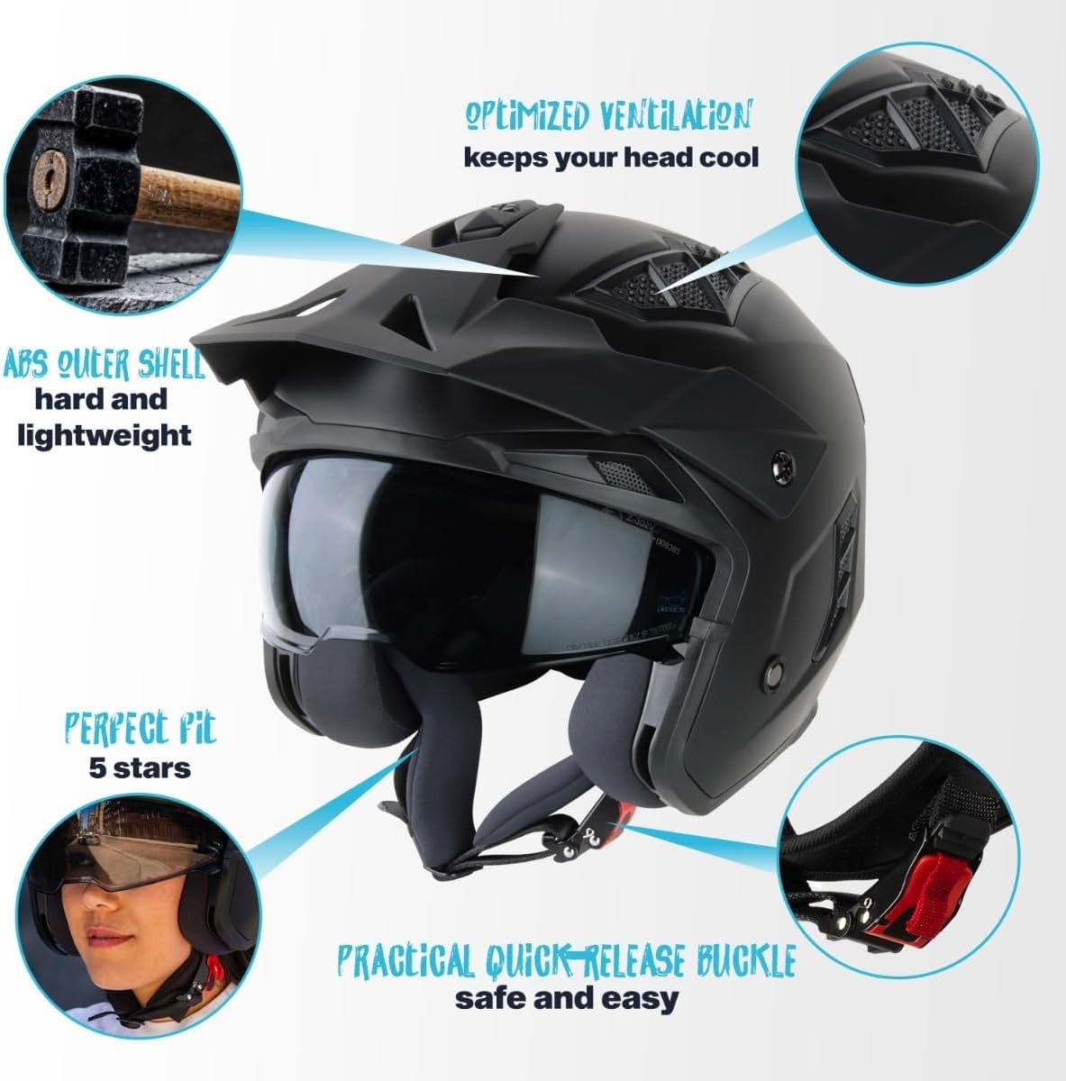 Casque jet Streetfighter noir mat taille M - 33% de remise