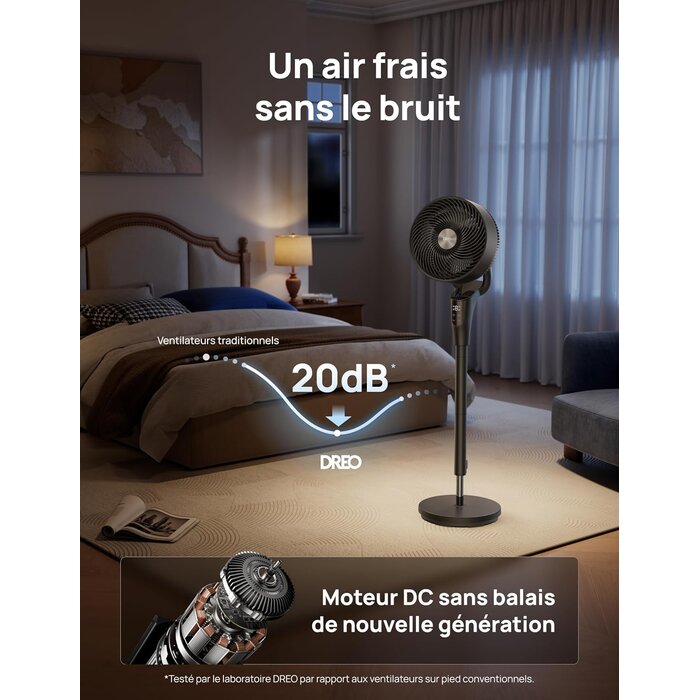 Ventilateur sur pied oscillant noir - 105 cm - 34% de remise
