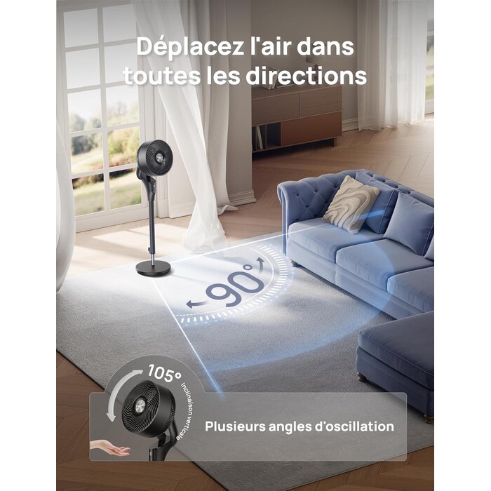 Ventilateur sur pied oscillant noir - 105 cm - 34% de remise