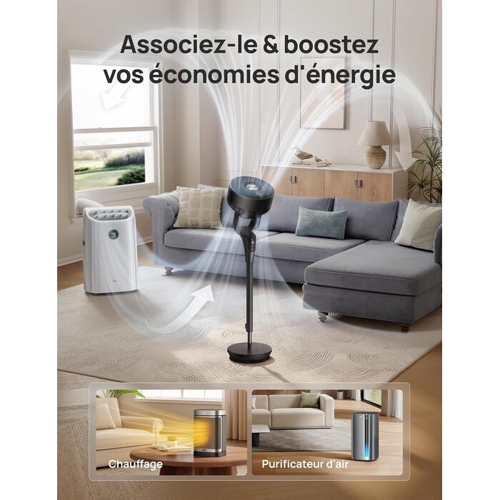 Ventilateur sur pied oscillant noir - 105 cm - 34% de remise