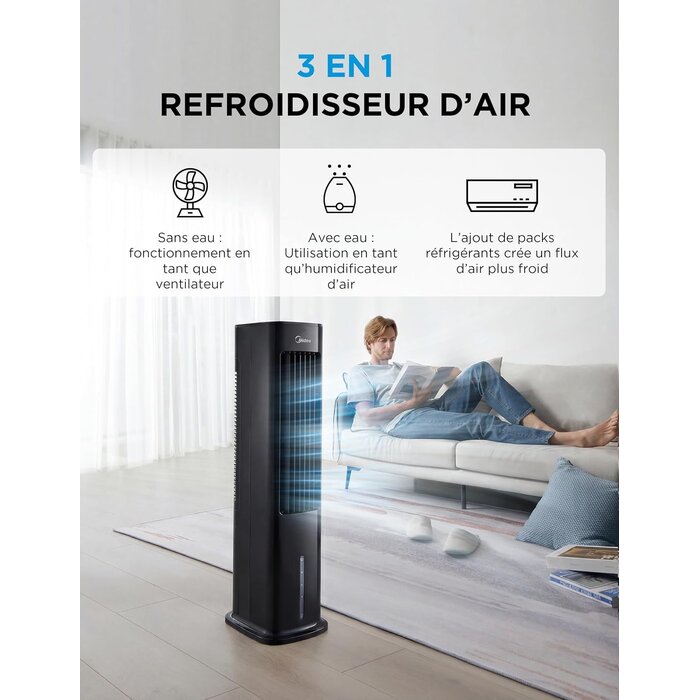 Rafraîchisseur d'air 4-en-1 Noir 5L - 30% de remise