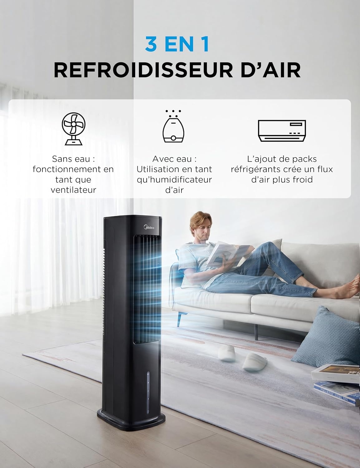 Rafraîchisseur d'air 4-en-1 Noir 5L - 30% de remise