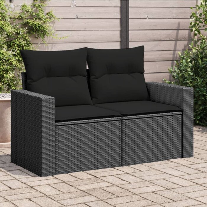 Banc de jardin 2 places en rotin noir - 35% de remise