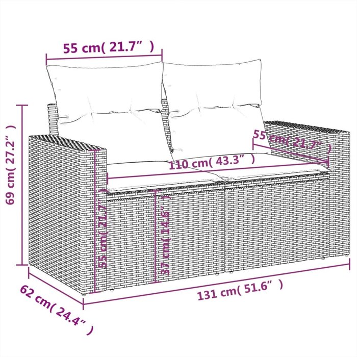 Banc de jardin 2 places en rotin noir - 35% de remise