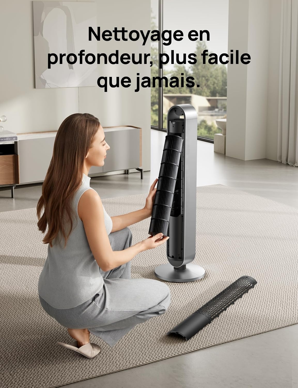 Ventilateur Colonne Intelligent 106 cm Jaune - 35% de remise