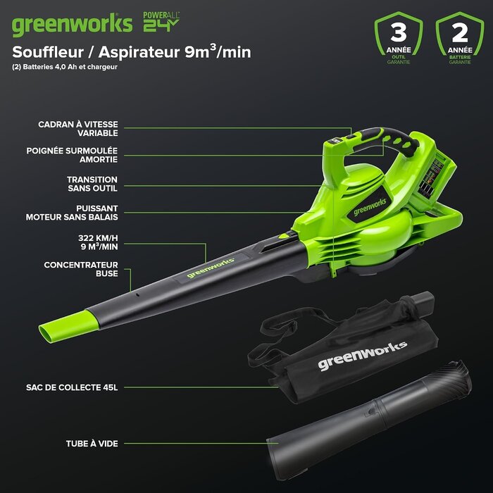 Souffleur Aspirateur 48V groen zwart taille M - 35% de remise