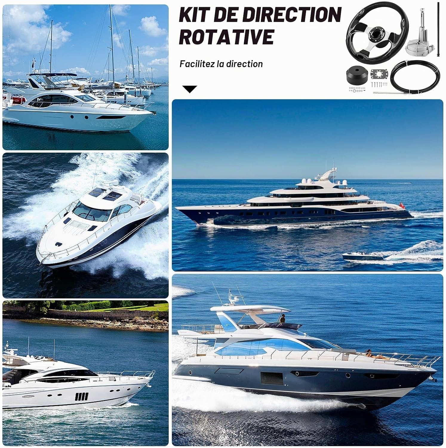 Système direction rotative bateau 396 cm noir/gris taille L - 35% de remise